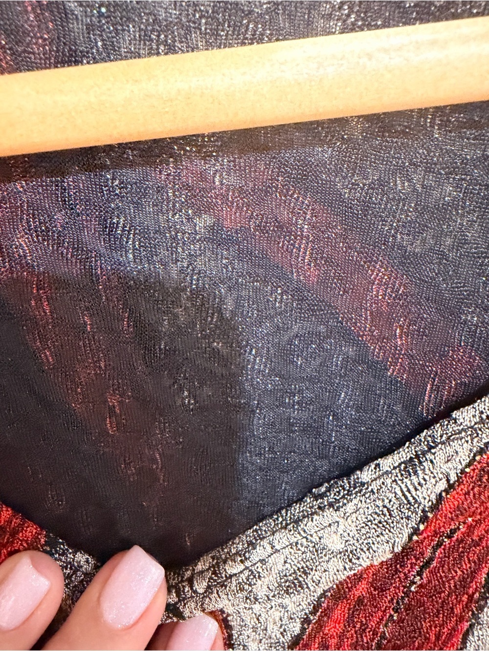 Notations Red, Black & Gray Abstract Brushstroke Long Sleeve Top - Picture 4 of 9